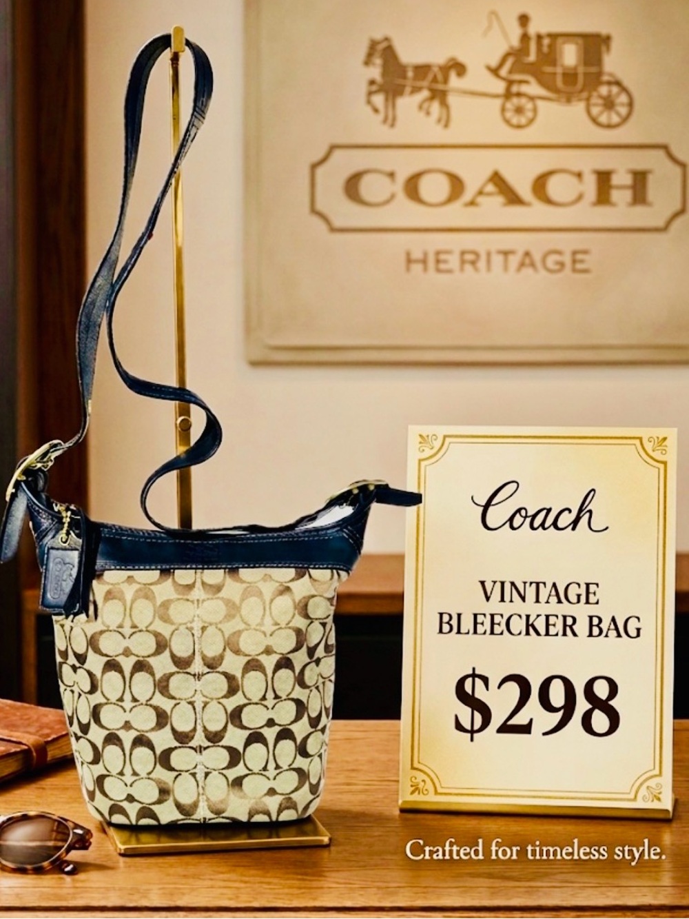 Coach Bleecker Bucket Signature Canvas Bag Black Leather Trim Convertible Y2K - Picture 2 of 16